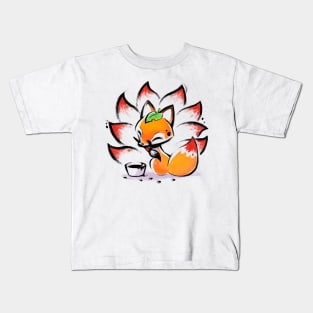 Nine tails Fox - Cute fox - japanese ink Kids T-Shirt